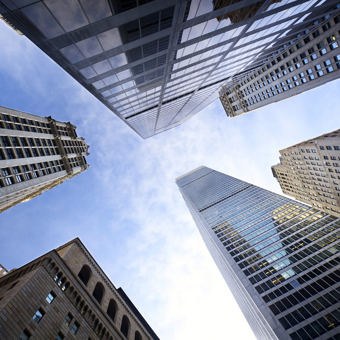 NYC looking up Looking up Lower Manhattan skyscrapers, New York City